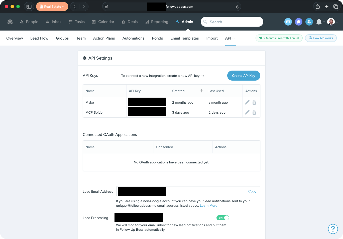 The Follow Up Boss API page